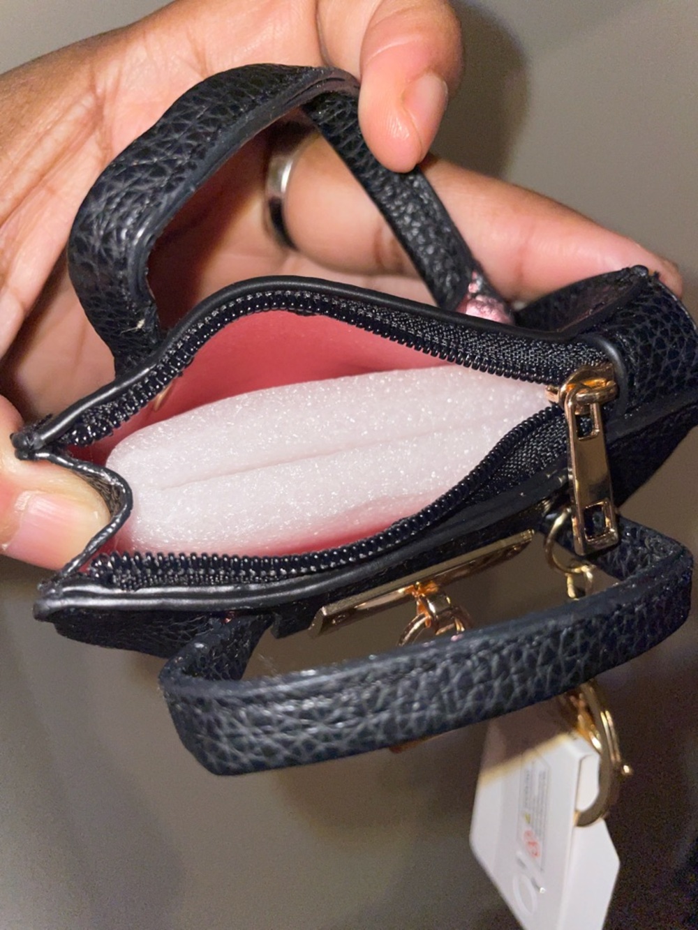Black Pebbled Leather Mini Satchel Charm - Picture 6 of 9
